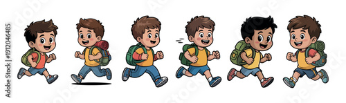 Vector illustration of diverse characters school boy