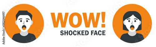 shocked man woman face cartoon illustration
