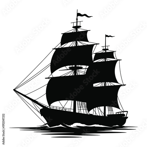 silhouette of a ship