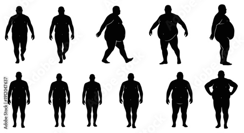 Population demographics silhouettes showing diverse bodies