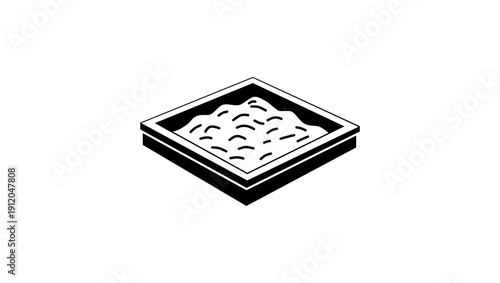 top view of a sand tray in a sandbox, black isolated silhouette