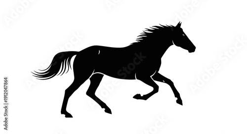 Horse running fast silhouette for sports branding