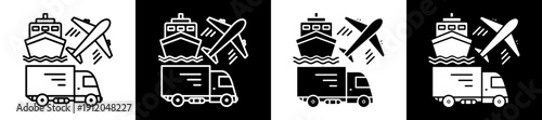 Transportation Icon In Flat Version On Black And White Background