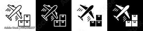 Freight Icon In Flat Version On Black And White Background