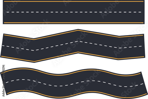 Modern Wavy Road Vector Highway with Dashed Lines for Transportation and Infographic Design