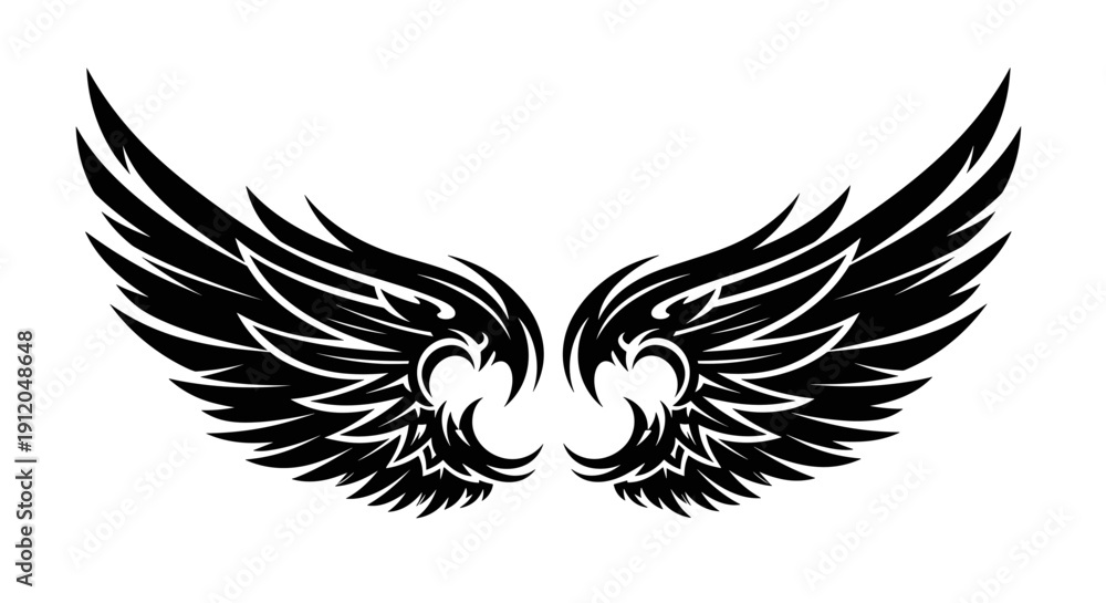 Fototapeta premium Small spread wing icons for tattoo and emblem design