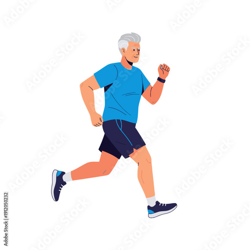 Active senior man running outdoors, healthy lifestyle, fitness and exercise concept