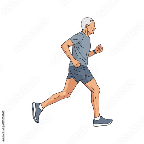 Active senior man running outdoors, healthy lifestyle, fitness and exercise