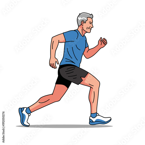 Active senior man running outdoors, healthy lifestyle, fitness and exercise concept