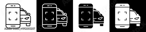 Car Service Icon In Flat Version On Black And White Background