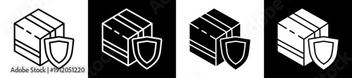 Protected Icon In Flat Version On Black And White Background