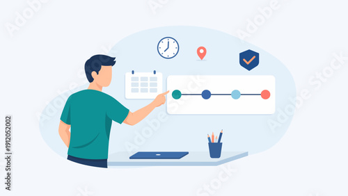 Project timeline planning schedule flat vector illustration
