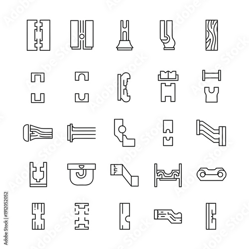 Construction and Architectural Profile Shapes Line Icons Set