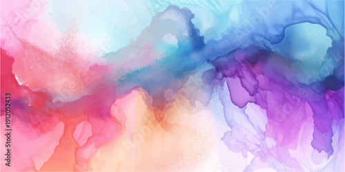 Art Abstract paint blots background. Alcohol ink blue colors. Marble texture. Horizontal long banner.