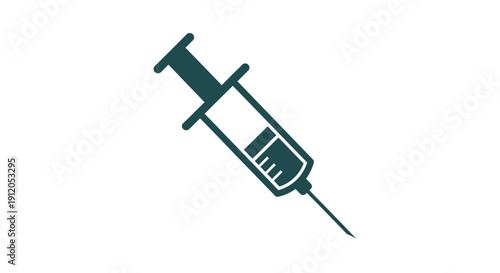 Medical Syringe Icon, Healthcare Injection Tool, Clinical Treatment Symbol