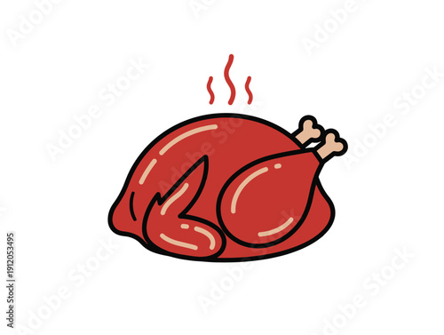 Cartoon roasted turkey leg with steam rising