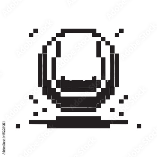 Pixelated mushroom illustration with a simple black and white design