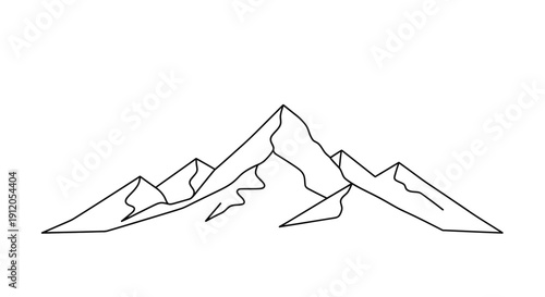 Simple line drawing of a mountain range with jagged peaks and minimal detail