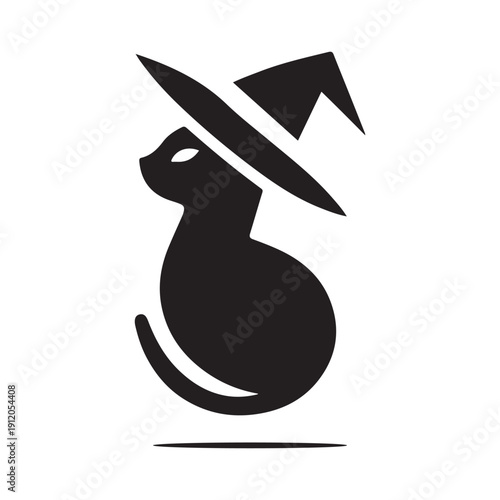 witch cat vector silhouette clip art logo design illustration. abstract witch cat icon set collection