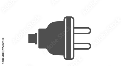 Simple black and white icon depicting a standard electrical plug two prong