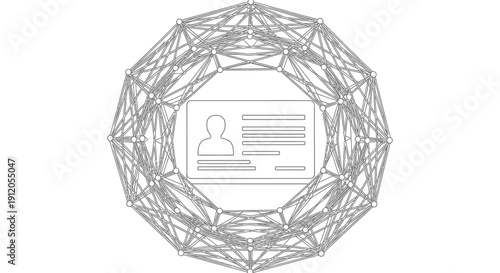 Geometric wireframe ID card vector illustration isolated on White Background
