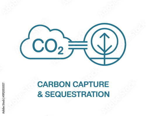 Illustration depicting carbon dioxide capture and sequestration with a globe symbol
