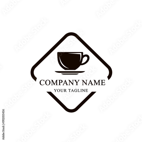 Coffee Cup Logo Design Template Black.