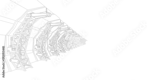 Detailed vector illustration of a mechanical gear system with interlocking cogs and industrial components isolated on White Background