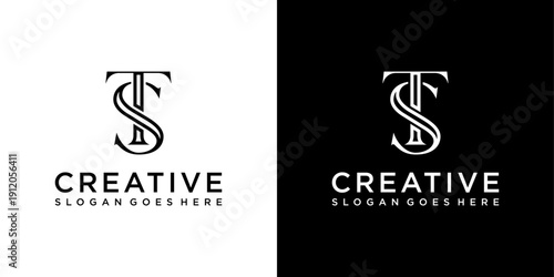 TS or ST initial letter logo design vector