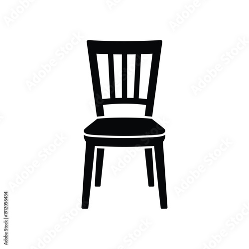 Simple black silhouette of a wooden chair with a slatted backrest