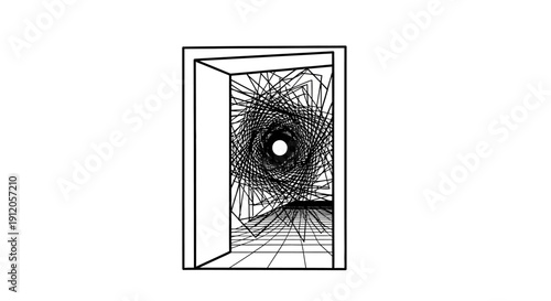 Stylized silhouette of a woman meditating in a serene natural landscape with mountains and sun, promoting wellness and peace.