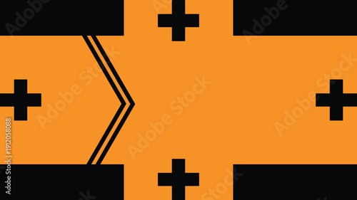 Bold Geometric Abstraction with Orange and Black Crosses