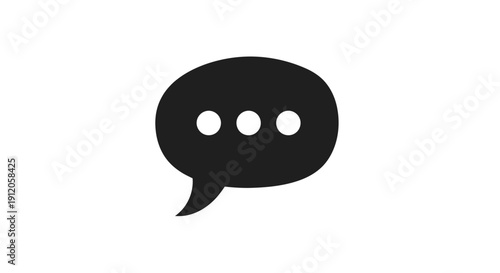 Simple black speech bubble icon with three white dots inside