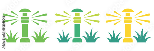 Irrigation Sprinklers watering plants vector illustration, lawn sprinkler solid icon, automatic irrigation system isolated on white background, agriculture and garden concept.