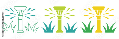 Irrigation Sprinklers watering plants vector illustration, lawn sprinkler solid icon, automatic irrigation system isolated on white background, agriculture and garden concept.