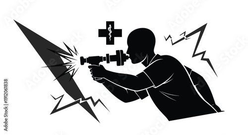 A powerful black and white silhouette of a person using an inhaler, symbolizing a proactive and strong approach to managing asthma.