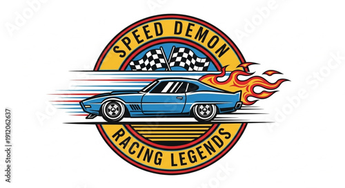 Vintage Racing Car Logo Design.