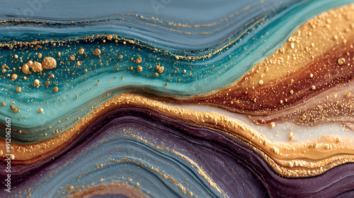 Organic liquid background with marble-like flow and earth tone colors.