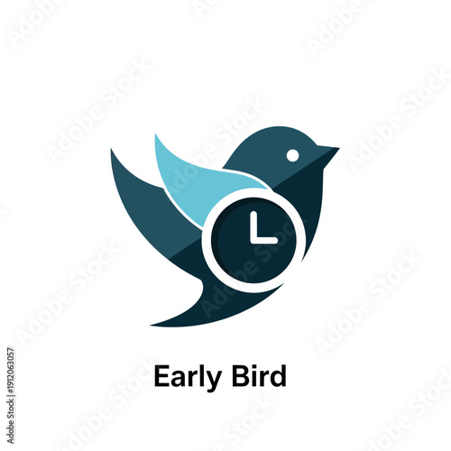 Early Bird Logo Design Featuring a Bird and Clock Icon for Time Management
