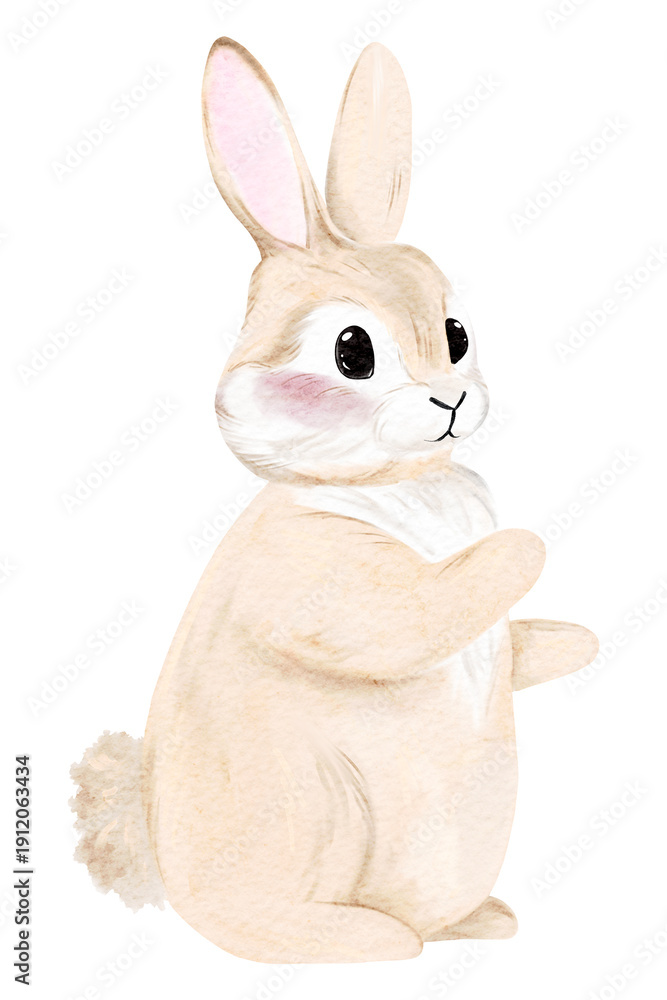 Obraz premium Watercolor rabbit on a white background