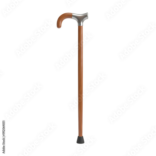 a wooden walking stick, specifically a Derby handle style walking cane. 
