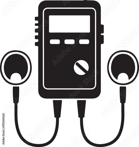 Black digital audio player with headphones digital music player mp3 player earphones