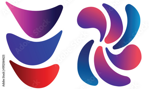 Abstract modern vector elements with vibrant blue purple and red gradients