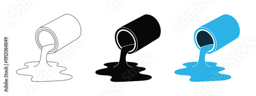 Oil Spill Glyph icon design, hazardous waste leakage from barrel, environmental pollution and disaster vector illustration, solid icon for ecological warning.