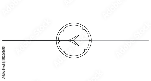 Continuous one line drawing of a compass icon representing direction and navigation