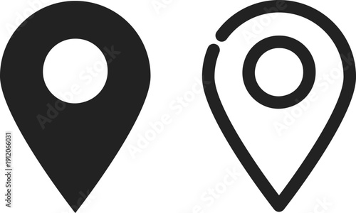 シンプルなマップのピンのアイコン　黒