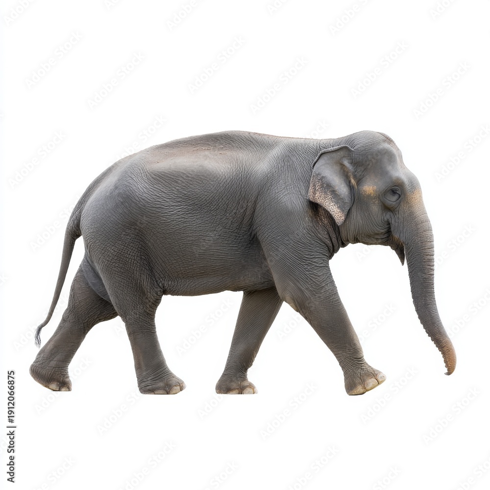 Fototapeta premium Majestic Asian Elephant Walking Gracefully in Natural Habitat Near Water Source