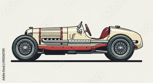 Vintage Racing Car Side View.