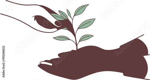 A nurturing hand tends a small plant sprouting from a human silhouette