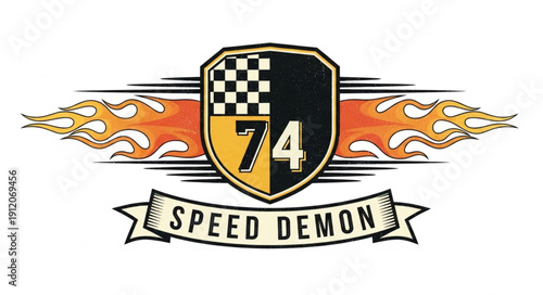 Vintage Racing Logo with Flames.
